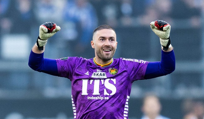 20240506, GAIS Mergim Krasniqi jublar efter 1-0 mot IFK Göteborg