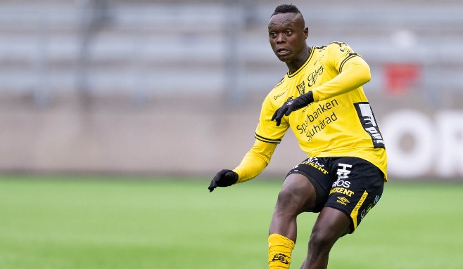 20240221, Timothy Ouma i en träningsmatch för Elfsborg